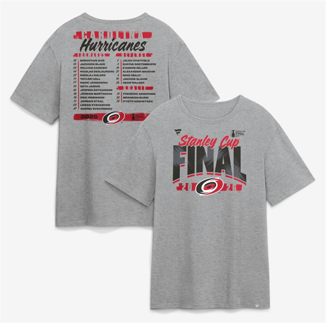 Men's Carolina Hurricanes Heather Gray 2026 Stanley Cup Final Roster T-Shirt