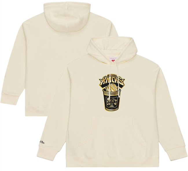 Men's New York Knicks Cream 2026 Finals Champions Gold Coffee Cup Hoodie