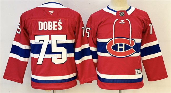 Men's Montreal Canadiens #75 Jakub Dobes Red 2024-25 Stitched Jersey