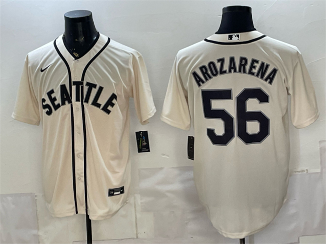 Men's Seattle Mariners #56 Randy Arozarena Cream With Name Alternate Stitched Baseball Jersey
