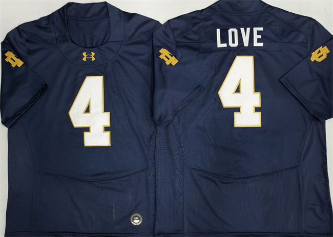 Men's Notre Dame Fighting Irish #4 Jeremiyah Love Navy Blue Limited Stitched Jersey