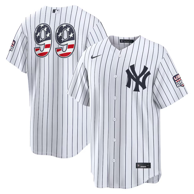 Men's New York Yankees #99 Aaron Judge White USA 250 Fourth of July Home Stadium Stitched Baseball Jersey