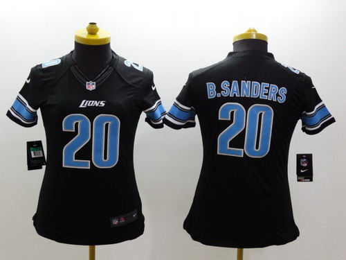 Nike Detroit Lions #20 Barry Sanders Black Limited Womens Jersey