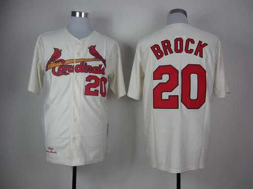 St. Louis Cardinals #20 Lou Brock 1967 Cream Throwback Jersey