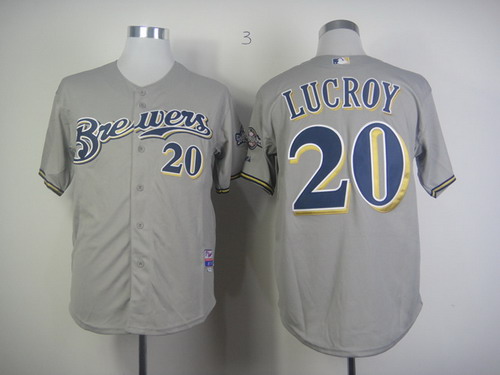 Milwaukee Brewers #20 Jonathan Lucroy Gray Jersey