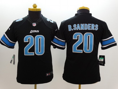 Nike Detroit Lions #20 Barry Sanders Black Limited Kids Jersey