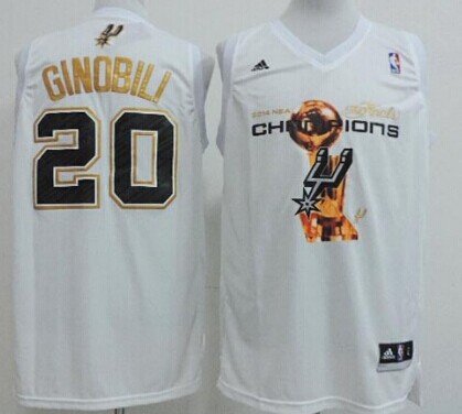 San Antonio Spurs #20 Manu Ginobili Revolution 30 Swingman 2014 Champions White Jersey