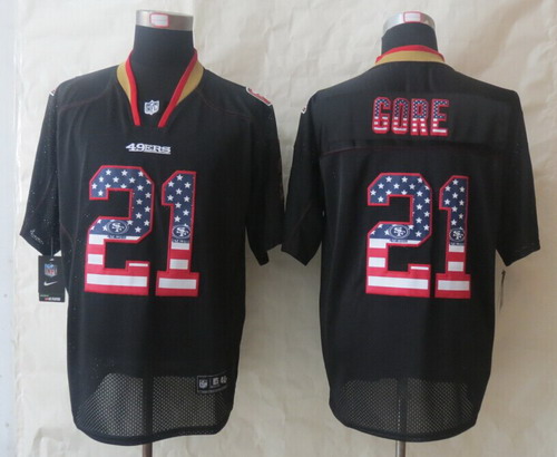 Nike San Francisco 49ers #21 Frank Gore 2014 USA Flag Fashion Black Elite Jersey