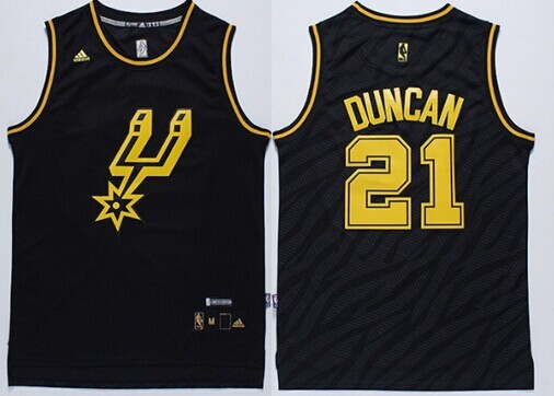 San Antonio Spurs #21 Tim Duncan Revolution 30 Swingman 2014 Black With Gold Jersey