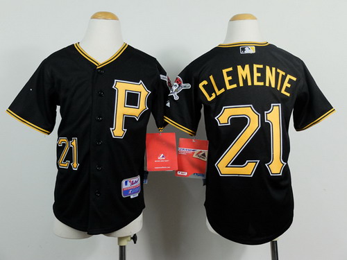 Pittsburgh Pirates #21 Roberto Clemente Black Kids Jersey