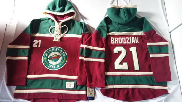 Old Time Hockey Minnesota Wild #21 Kyle Brodziak Red Hoodie