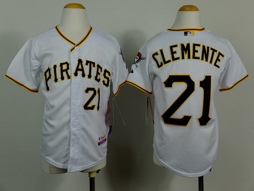 Pittsburgh Pirates #21 Roberto Clemente White Kids Jersey