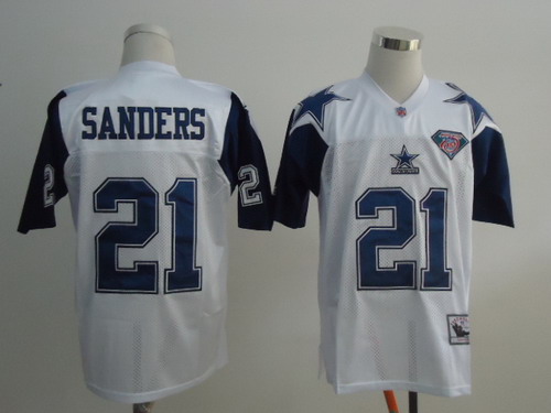 Dallas Cowboys #21 Deion Sanders White Thanksgivings 75TH Throwback Jersey