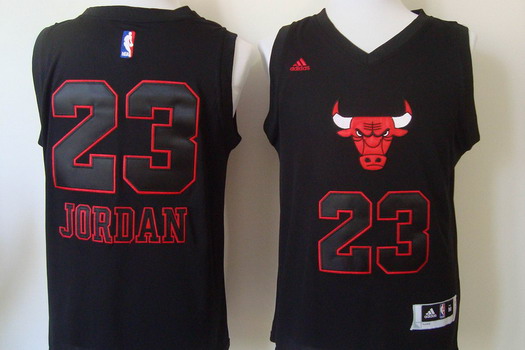 Chicago Bulls #23 Michael Jordan 2015 Black With Red Fashion Jersey