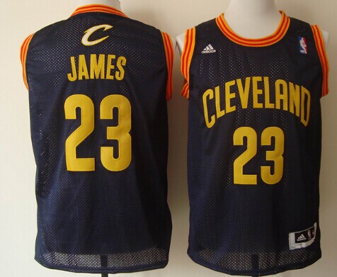 Cleveland Cavaliers #23 LeBron James Navy Blue With Gold Swingman Jersey