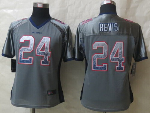 Nike New England Patriots #24 Darrelle Revis Drift Fashion Gray Womens Jersey