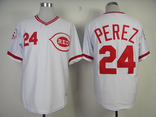 Cincinnati Reds #24 Tony Perez 1974 White Throwback Jersey