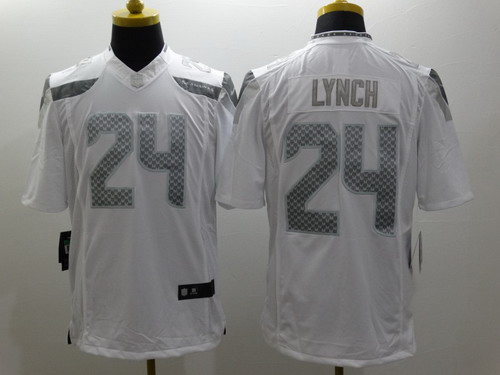 Nike Seattle Seahawks #24 Marshawn Lynch Platinum White Limited Jersey