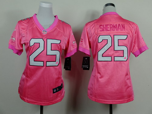 Nike Seattle Seahawks #25 Richard Sherman Pink Love Womens Jersey