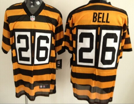 Nike Pittsburgh Steelers #26 LeVeon Bell Yellow With Black Throwback Jersey