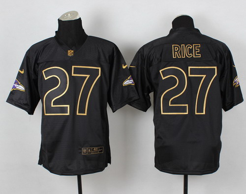 Nike Baltimore Ravens #27 Ray Rice 2014 All Black/Gold Elite Jersey