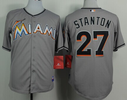 Miami Marlins #27 Giancarlo Stanton Gray Jersey