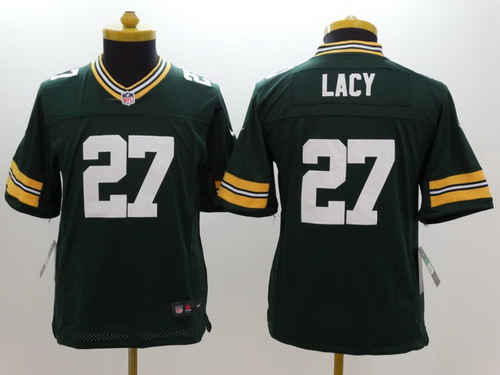 Nike Green Bay Packers #27 Eddie Lacy Green Limited Kids Jersey