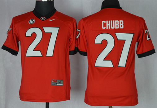 Georgia Bulldogs #27 Nick Chubb 2013 Red Limited Kids Jersey