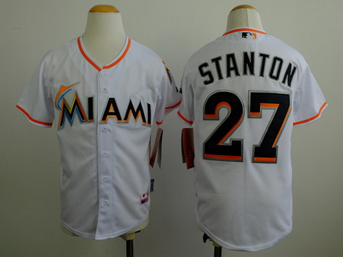 Miami Marlins #27 Mike Stanton White Kids Jersey