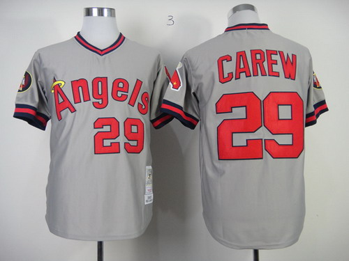 LA Angels of Anaheim #29 Rod Carew 1985 Gray Throwback Jersey