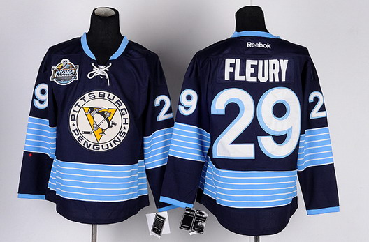 Pittsburgh Penguins #29 Marc-Andre Fleury Navy Blue Third Kids Jersey