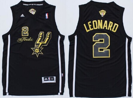 San Antonio Spurs #2 Kawhi Leonard Revolution 30 Swingman 2014 The Finals Black/Gold Jersey