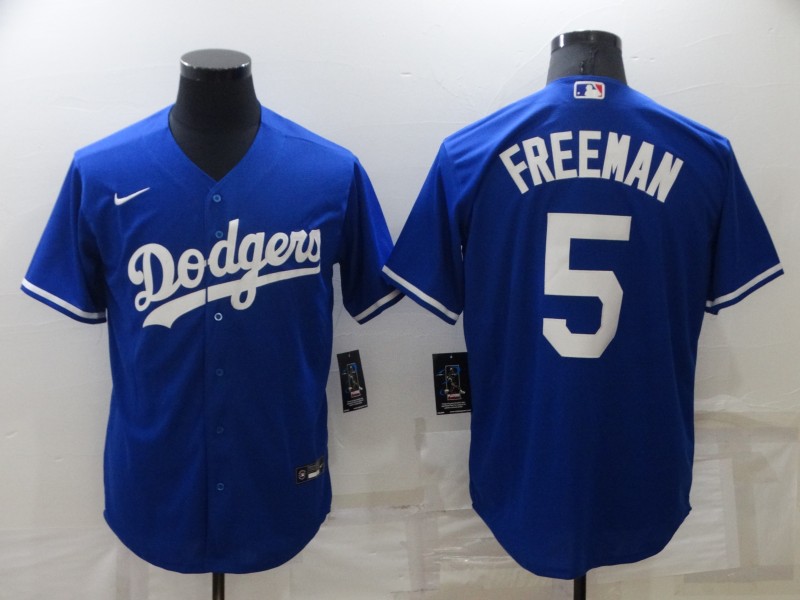 Men's Los Angeles Dodgers #5 Freddie Freeman Royal Cool Base Stitched Baseball Jersey