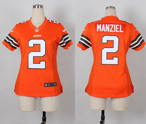 Nike Cleveland Browns #2 Johnny Manziel Orange Game Womens Jersey