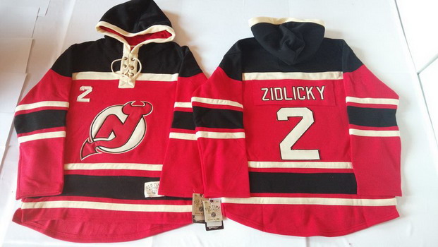 Old Time Hockey New Jersey Devils #2 Marek Zidlicky Red With Black Hoodie