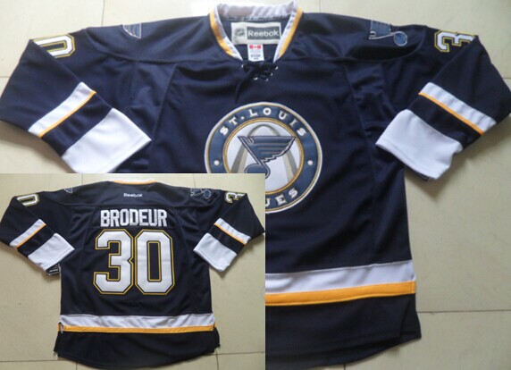 St. Louis Blues #30 Martin Brodeur Navy Blue Third Jersey