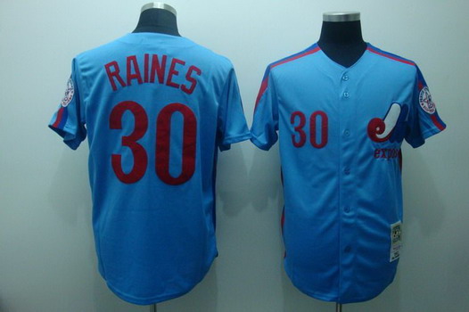 Montreal Expos #30 Tim Raines 1982 Blue Throwback Jersey