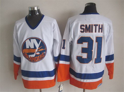 New York Islanders #31 Billy Smith White Throwback CCM Jersey 