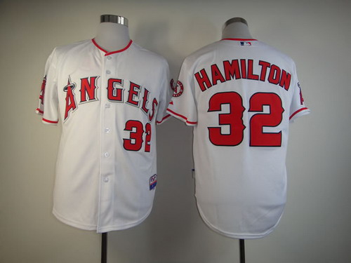 LA Angels of Anaheim #32 Josh Hamilton White Jersey