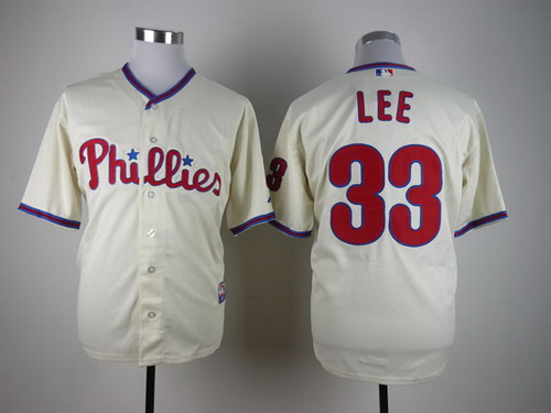 Philadelphia Phillies #33 Cliff Lee Cream Jersey