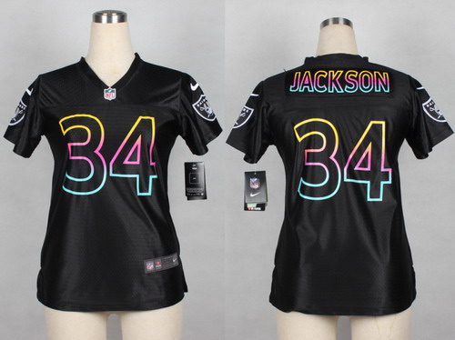 Nike Oakland Raiders #34 Bo Jackson Pro Line Black Fashion Womens Jersey