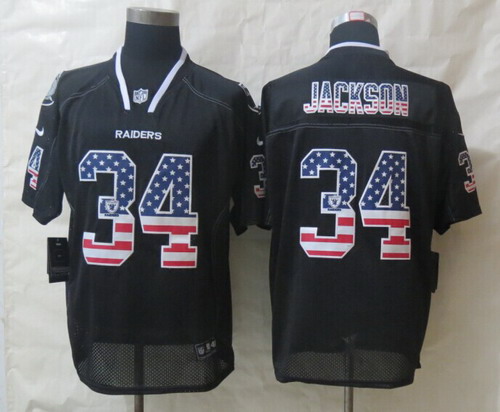 Nike Oakland Raiders #34 Bo Jackson 2014 USA Flag Fashion Black Elite Jersey