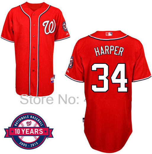 Washington Nationals #34 Bryce Harper Red 10TH Jersey