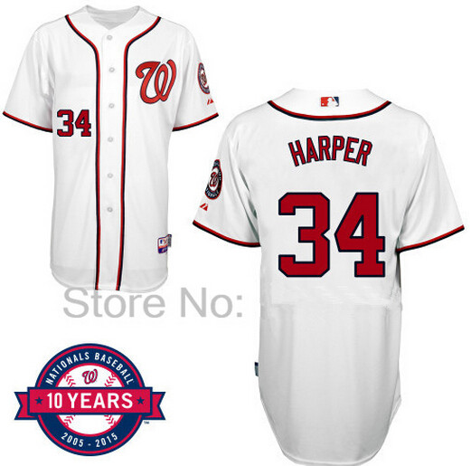 Washington Nationals #34 Bryce Harper White 10TH Jersey