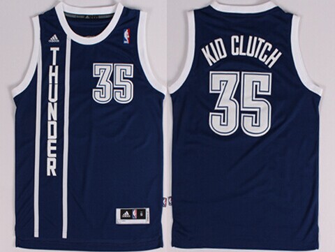 Oklahoma City Thunder #35 Kid Clutch Nickname Navy Blue Swingman Jersey