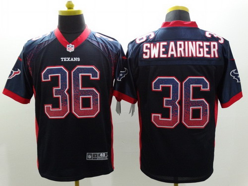 Nike Houston Texans #36 D. J. Swearinger Drift Fashion Blue Elite Jersey