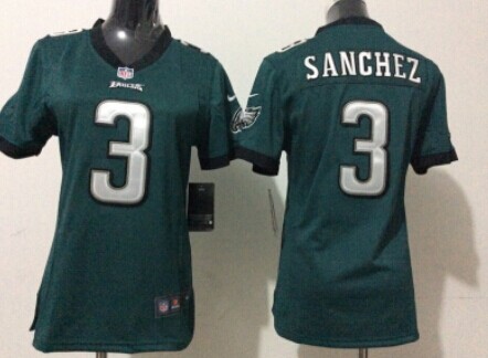 Nike Philadelphia Eagles #3 Mark Sanchez Dark Green Game Womens Jersey