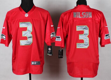 Nike Seattle Seahawks #3 Russell Wilson 2014 QB Red Elite Jersey