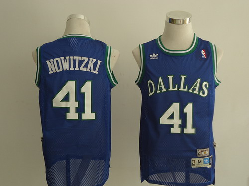 Dallas Mavericks #41 Dirk Nowitzki Light Blue Swingman Throwback Jersey