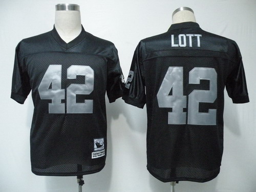 Oakland Raiders #42 Ronnie Lott Black Throwback Jersey